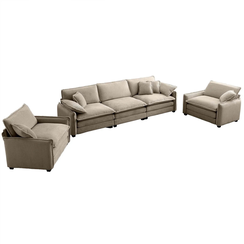 Home Theater Style 3-Seater Sofa Set with Soft Cushions & Pillows – Warm Cozy Design