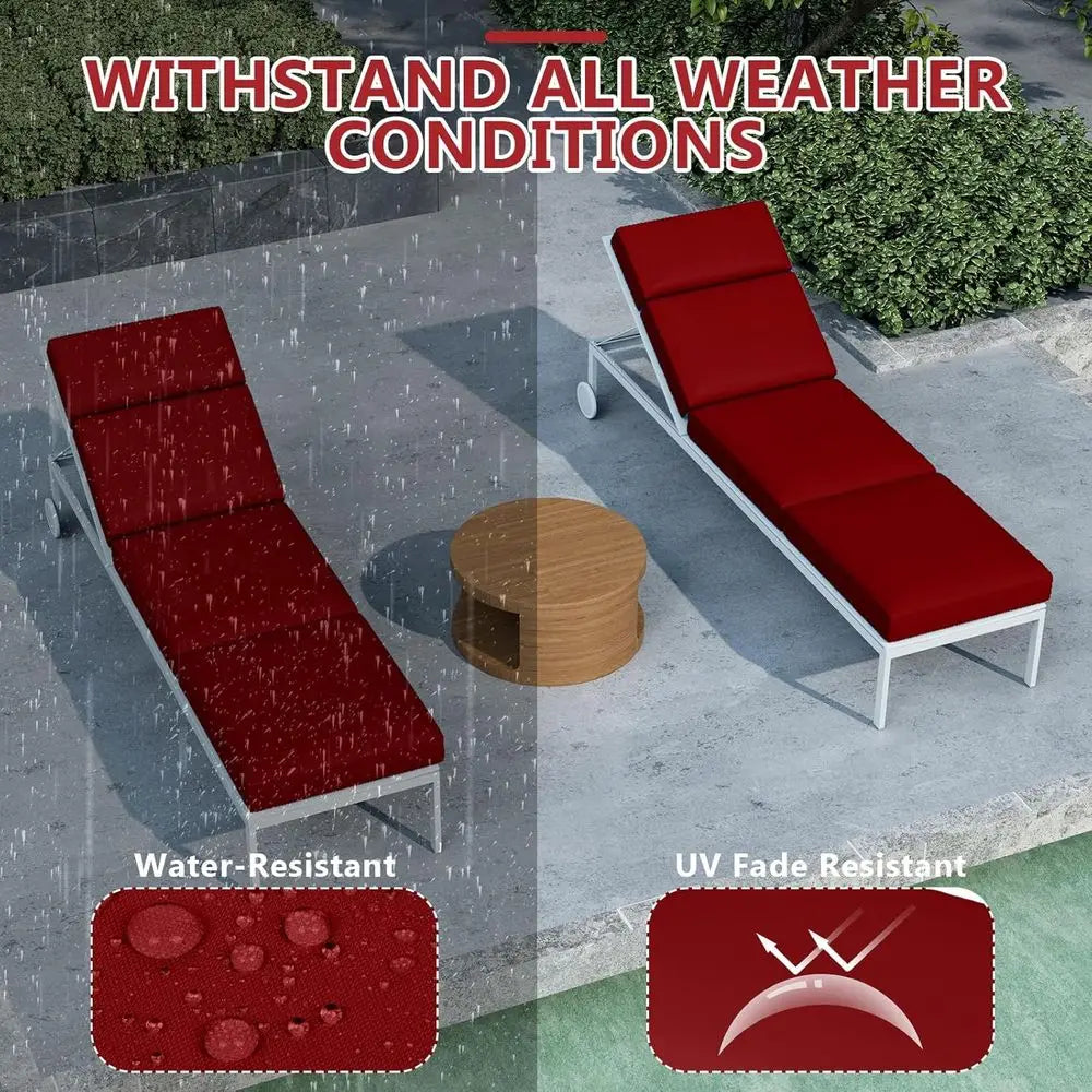 Outdoor Chaise Lounge Cushions, Set of 4, 80 X 26 X 4, Waterproof Patio Replacement Cushions