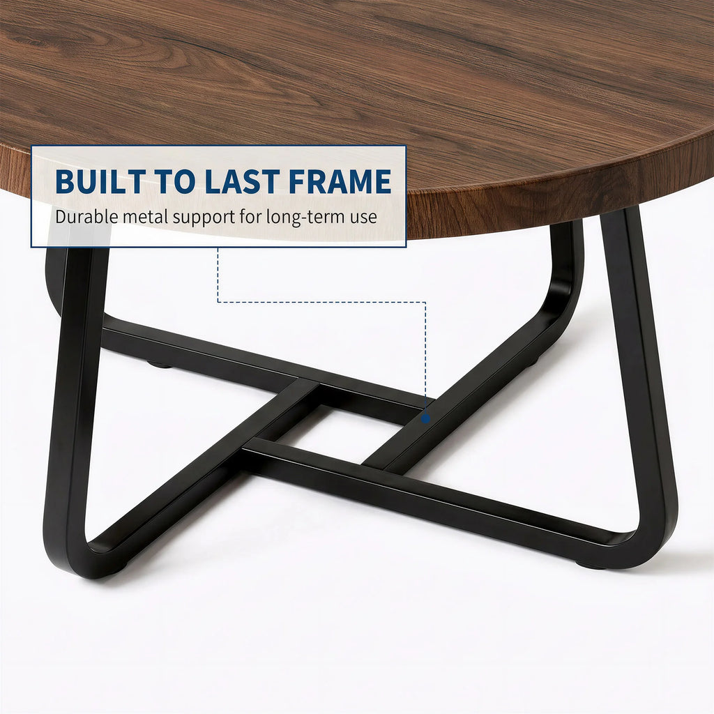 19.7In Minimalist round Side Table, Small Coffee Tea End Table with Metal Frame for Living Room Bedroom Decor