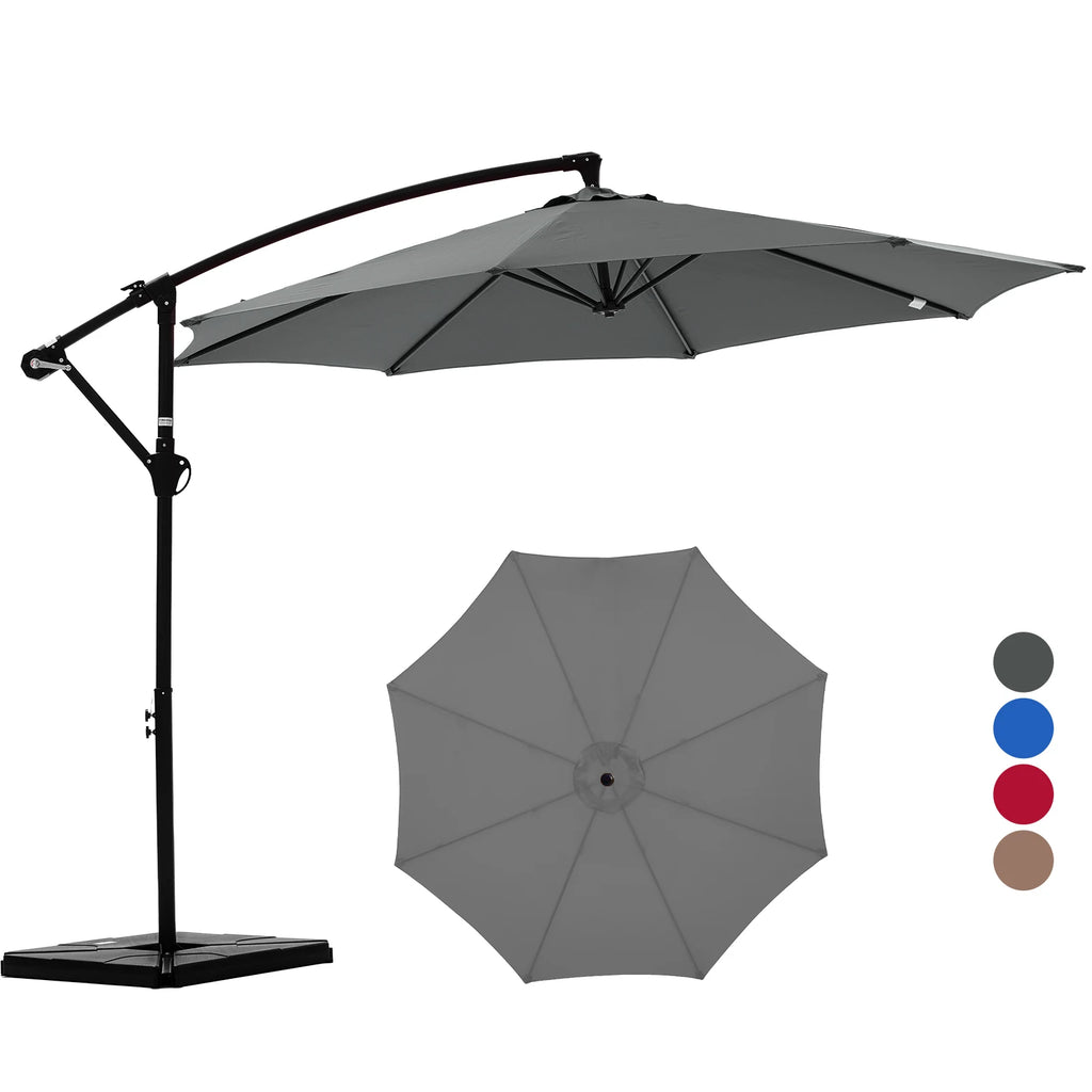 10FT Cantilever Patio Umbrella with Base – Outdoor Offset Umbrella with UV Protection