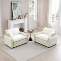 Beige Corduroy Deep-Seated Living Room Sofa Set with 2 Single Sofas – Luxury & Sophisticated Modern Comfort