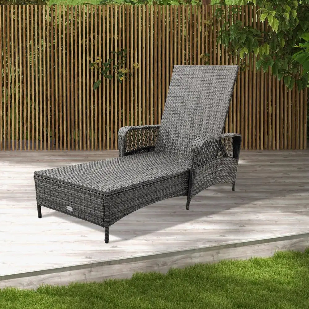 Outdoor Chaise Lounge Chair, All Aluminum Frame and Textilene Fabric, Fully Flat Adjustable Reclining Patio Lounger for Poolsid