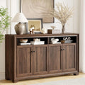 60 Inch Sideboard Buffet Cabinet with Storage, Open Shelves & Adjustable Shelves, Suitable for Kitchen, Coffee Bar, Living Room,