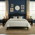Full/Queen/King Size Modern Velvet Upholstered Bed Frame with Wingback Headboard, Wood Slats, No Box Spring Needed