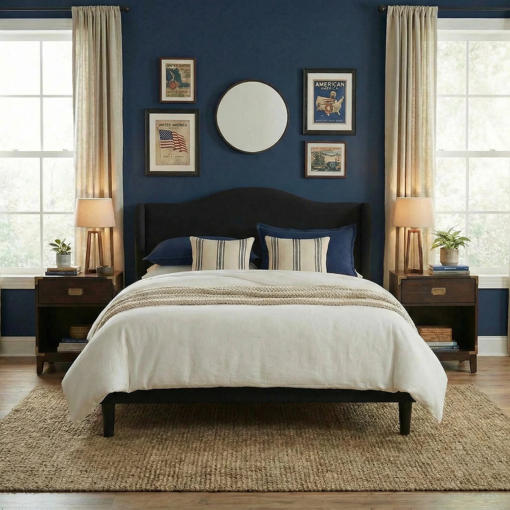 Full/Queen/King Size Modern Velvet Upholstered Bed Frame with Wingback Headboard, Wood Slats, No Box Spring Needed