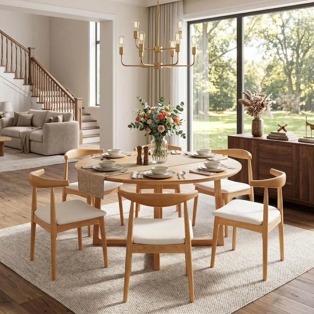 Set of 4 Modern Linen Fabric Dining Chairs with Open Curved Back, Suitable for Contemporary Dining Rooms and Restaurants - Natur