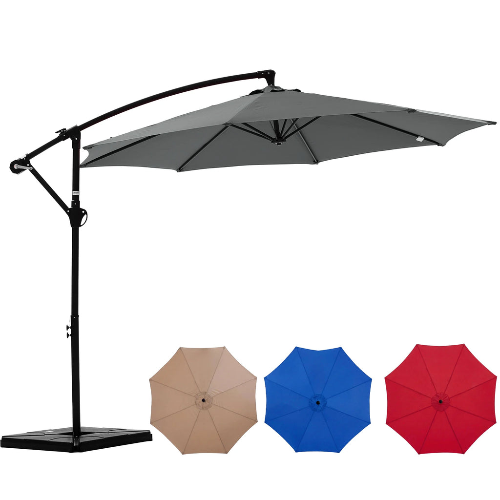 10FT Cantilever Patio Umbrella with Base – Outdoor Offset Umbrella with UV Protection