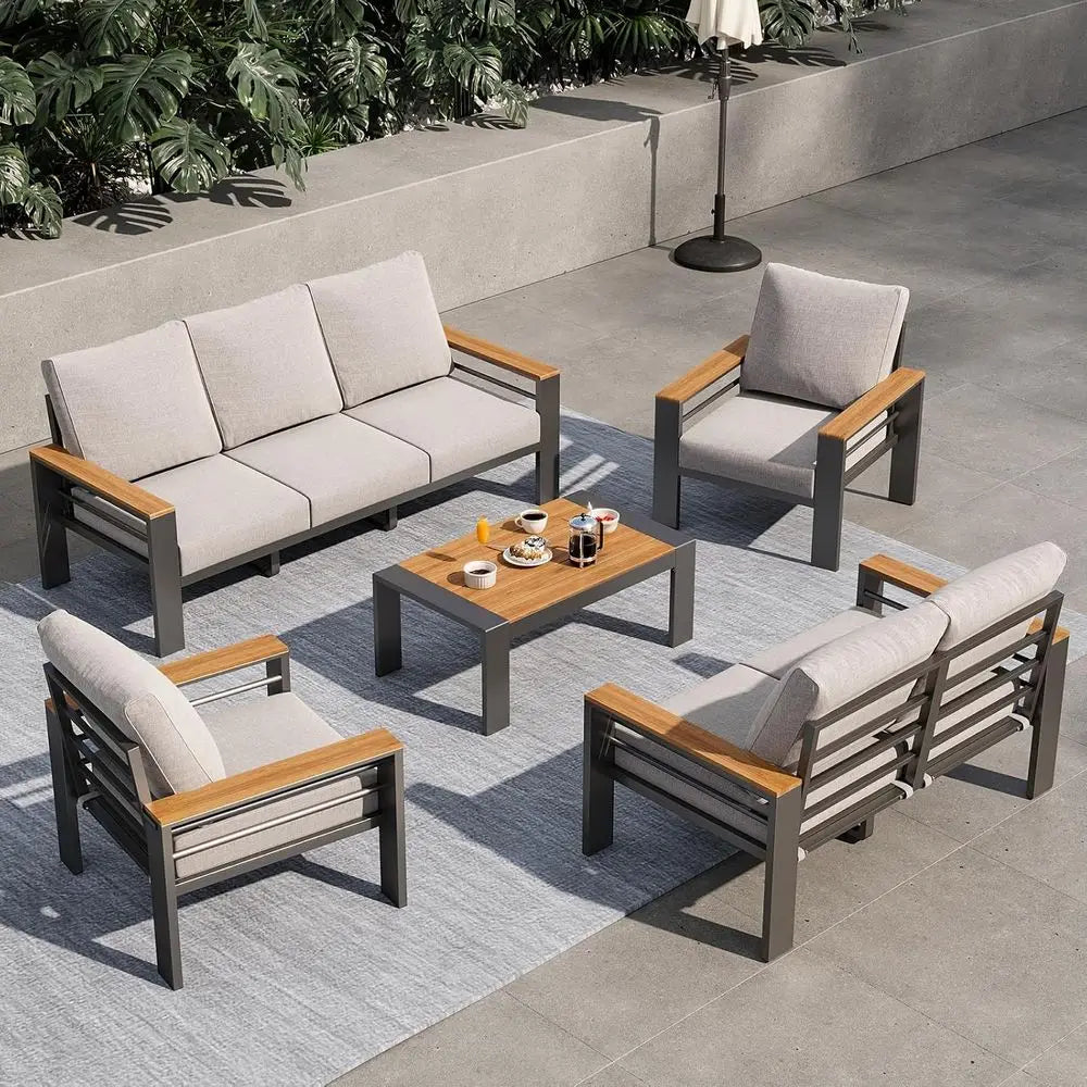 Outdoor Patio Urniture Set, 7 Seats Outdoor Sectional with Coee Table, Patio Contion Sets with Upgraded Armrests and Cushions Or