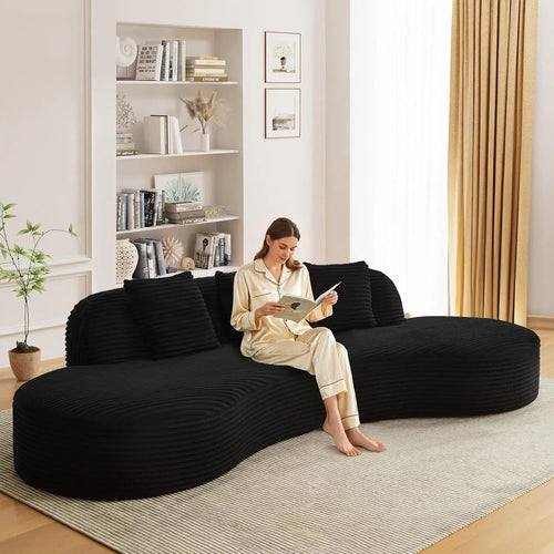 123'' Oversized Sectional Sofa for Living Room, Boneless Curved Sectional Sofa, Spines in Open-Plan Loft,, Customized