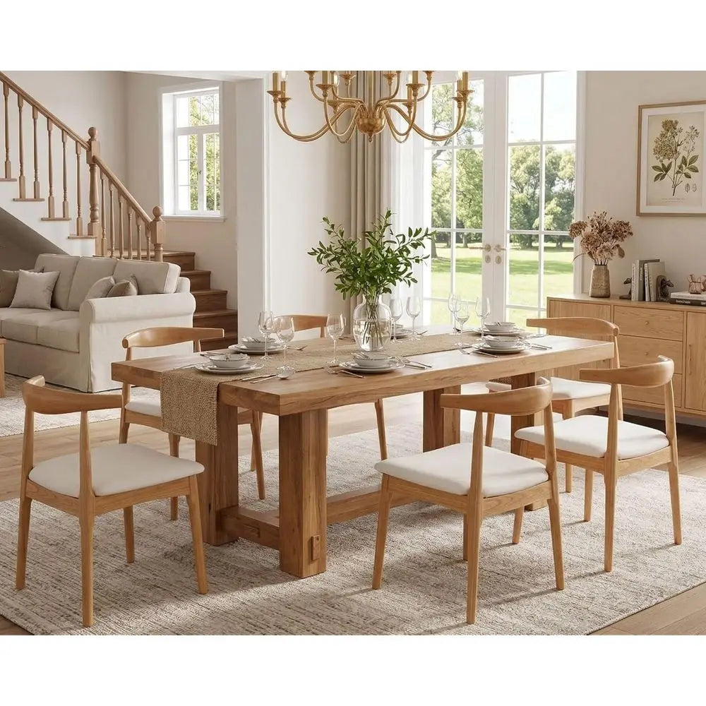 Set of 4 Modern Linen Fabric Dining Chairs with Open Curved Back, Suitable for Contemporary Dining Rooms and Restaurants - Natur