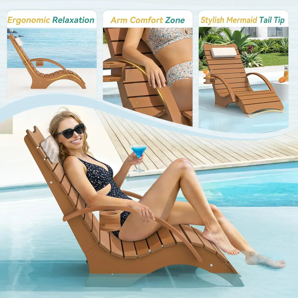 Pool Lounge Chairs Set of 2, Shallow Water 8-10 Inches Deep, HDPS Fade Resistant Pool Tanning Chair with Armrest,, Customized