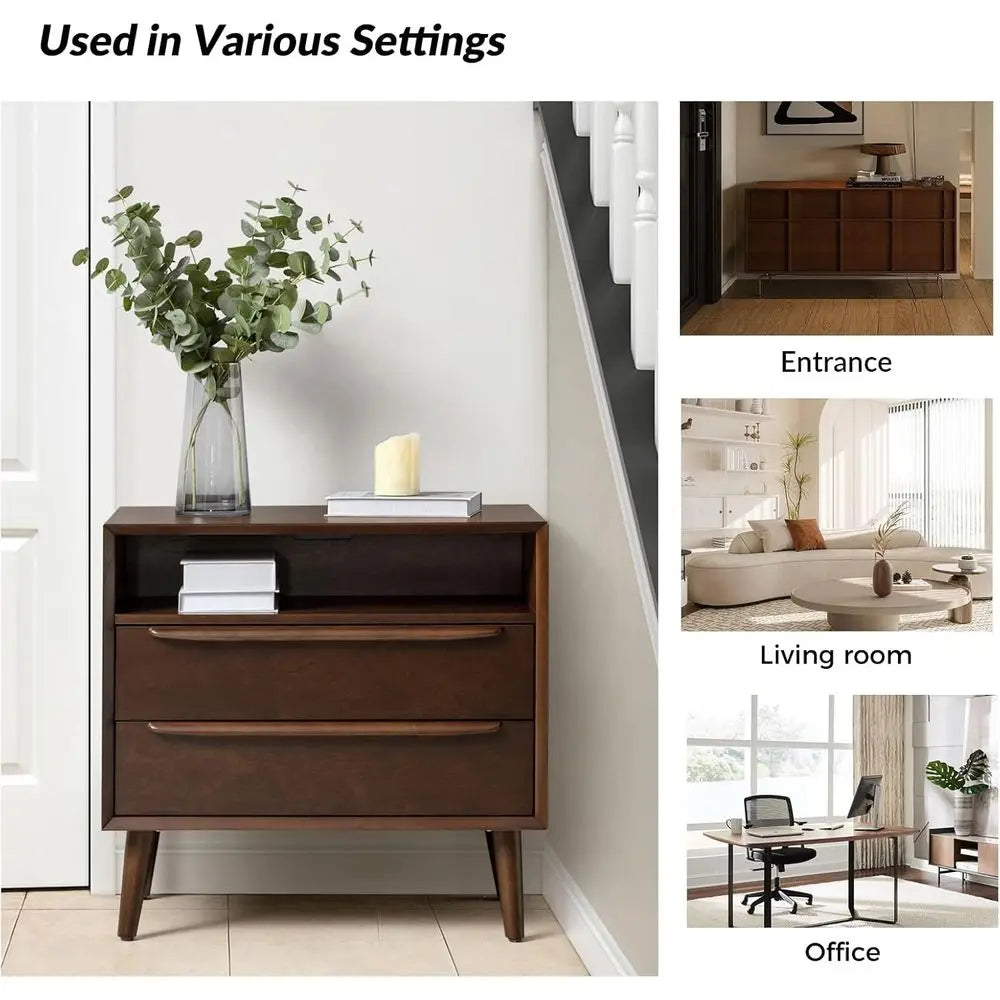 Charging Station End Table with Modern Design & Walnut Finish
