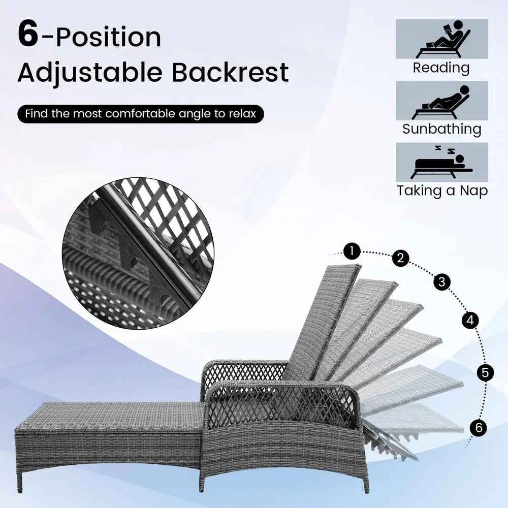 Outdoor Chaise Lounge Chair, All Aluminum Frame and Textilene Fabric, Fully Flat Adjustable Reclining Patio Lounger for Poolsid