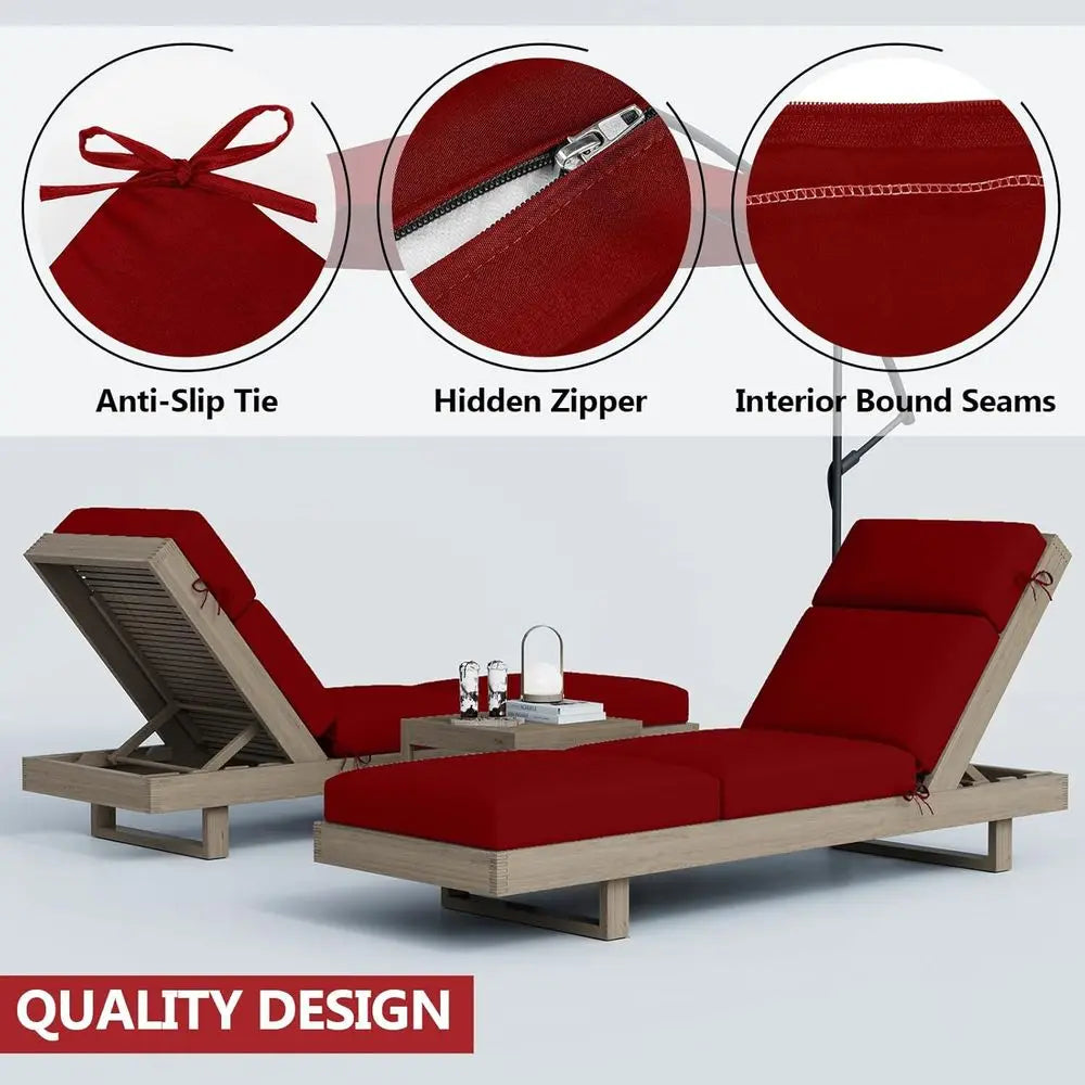 Outdoor Chaise Lounge Cushions, Set of 4, 80 X 26 X 4, Waterproof Patio Replacement Cushions