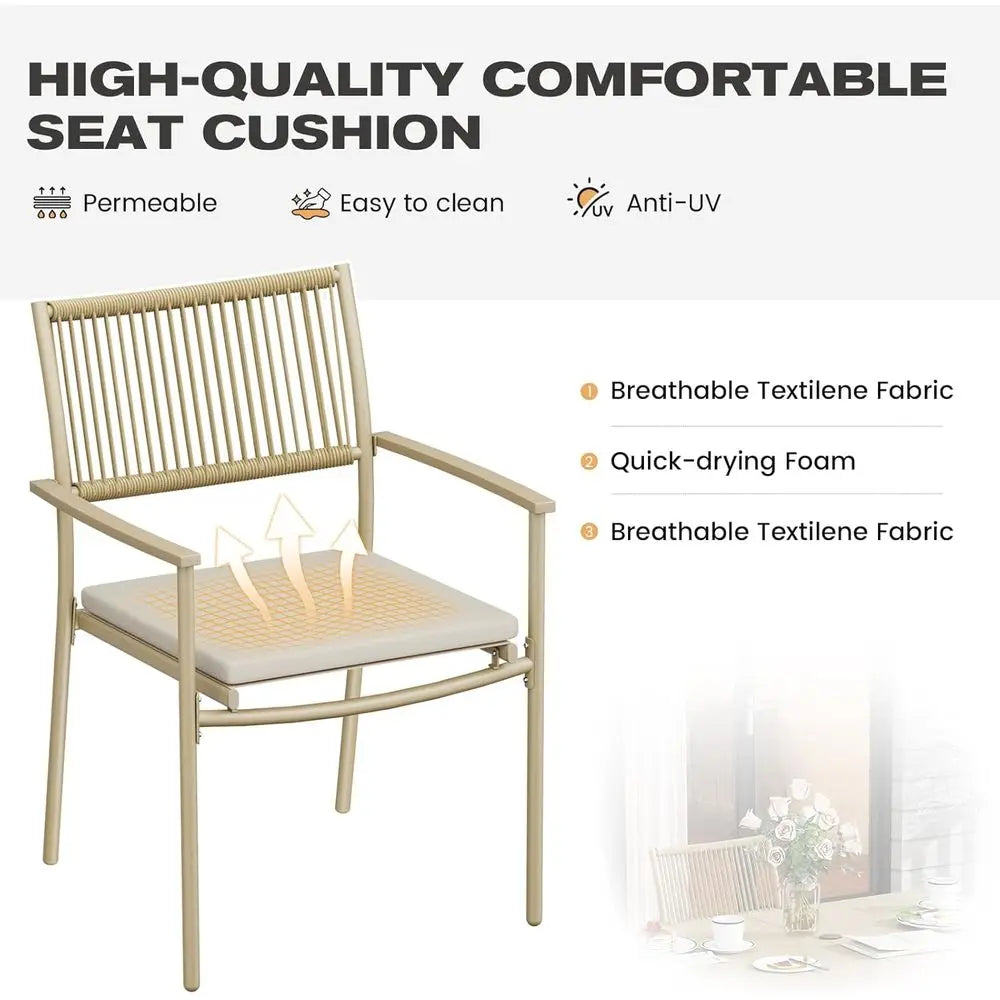 7-Piece Outdoor Dining Set with Wicker Patio Table & 6 Rattan Chairs – Beige