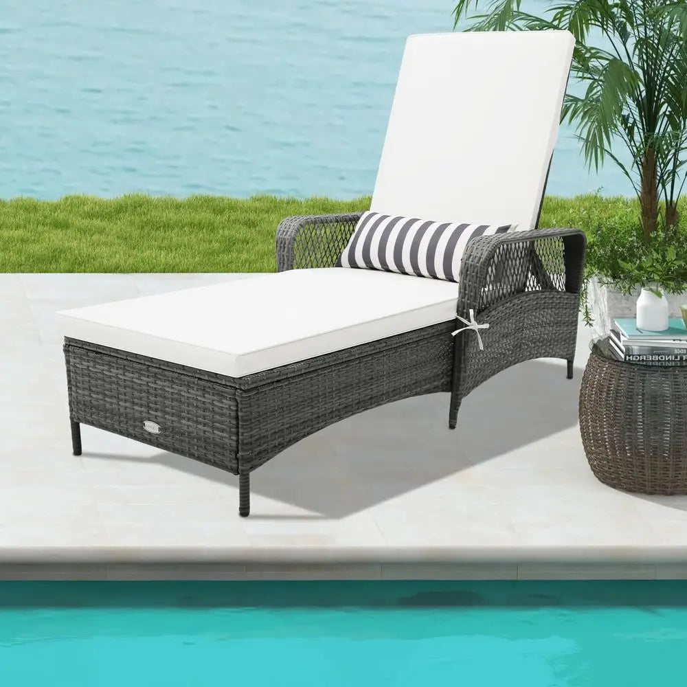 Outdoor Chaise Lounge Chair, All Aluminum Frame and Textilene Fabric, Fully Flat Adjustable Reclining Patio Lounger for Poolsid