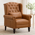 Vintage Floral Wingback Club Accent Chair with Arms Mid-Century Modern Armchair Fabric Upholstered Mid Back Single Sofa Chair for Home