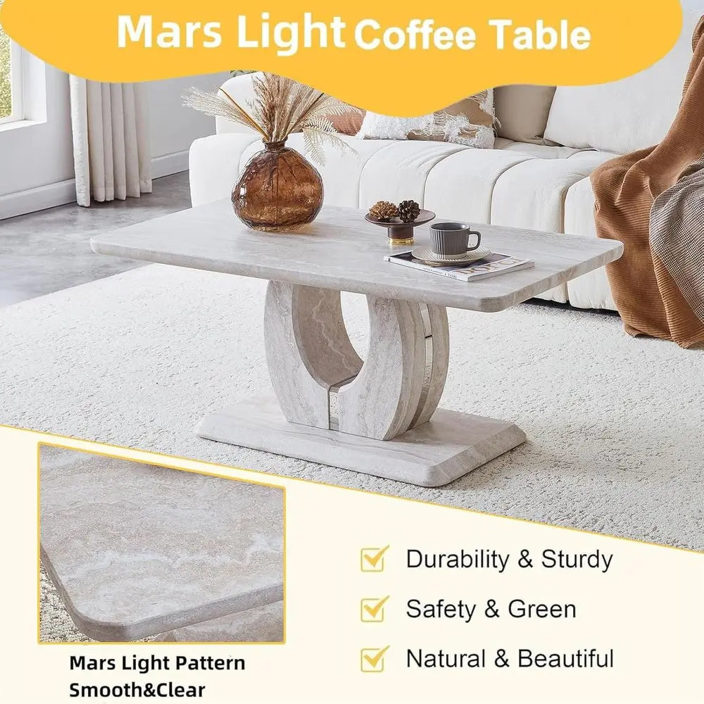 Modern Marble Coffee Table with Planetary Veins & Storage for Stylish Living Rooms