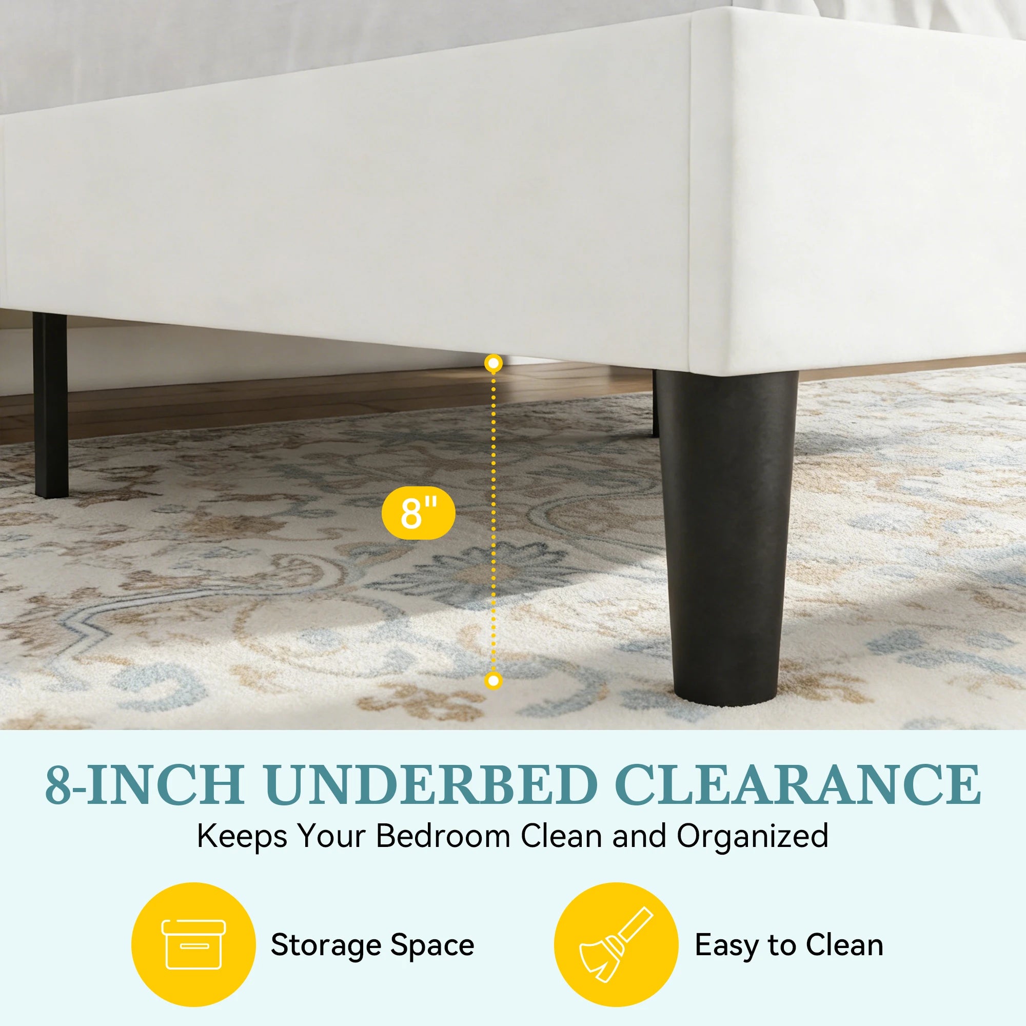 Full/Queen/King Size Modern Velvet Upholstered Bed Frame with Wingback Headboard, Wood Slats, No Box Spring Needed