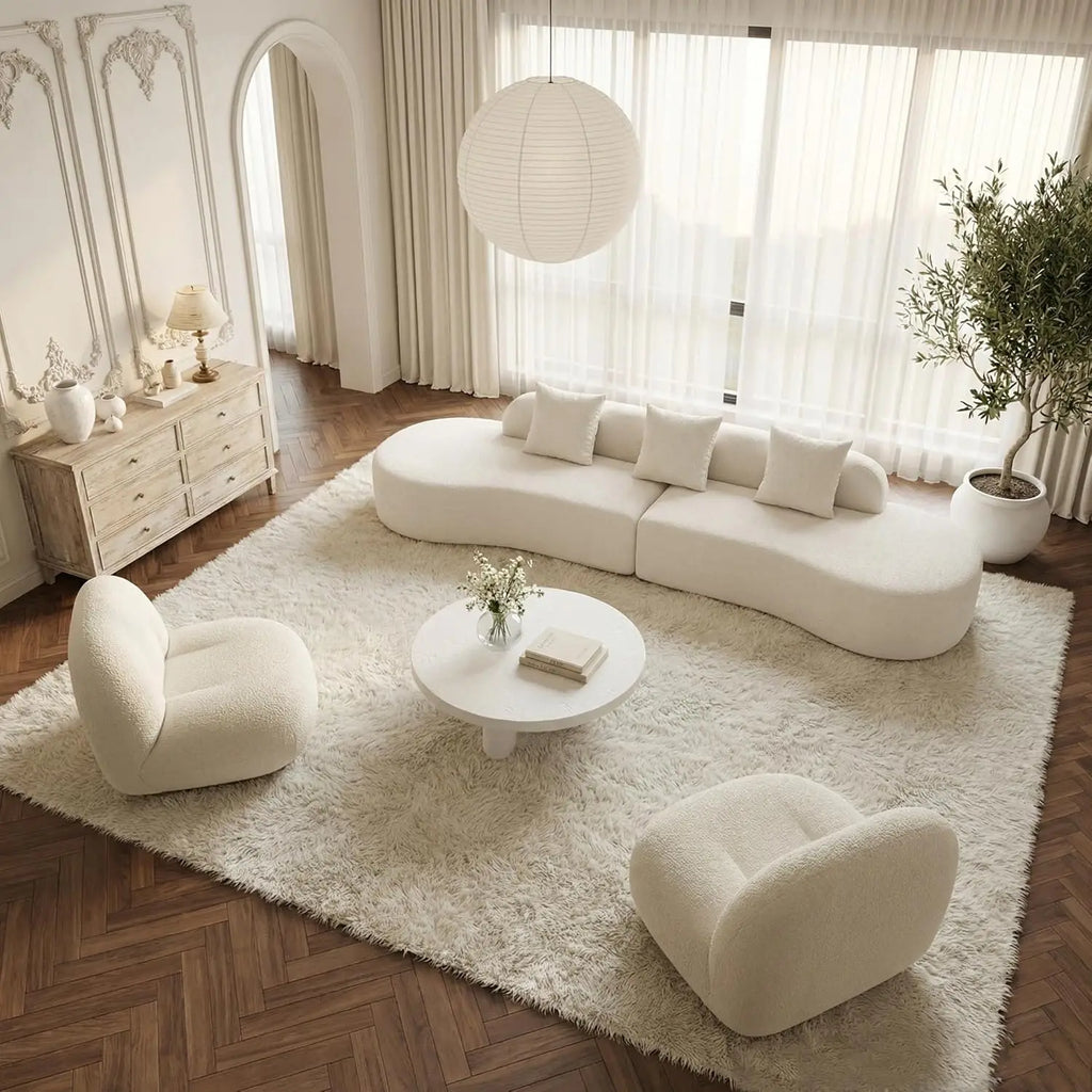 130” Boneless Sectional Couches for Living Room | Modern Curved Sofa Comfy Cloud Couch | Oversized Plush Modular, Customized