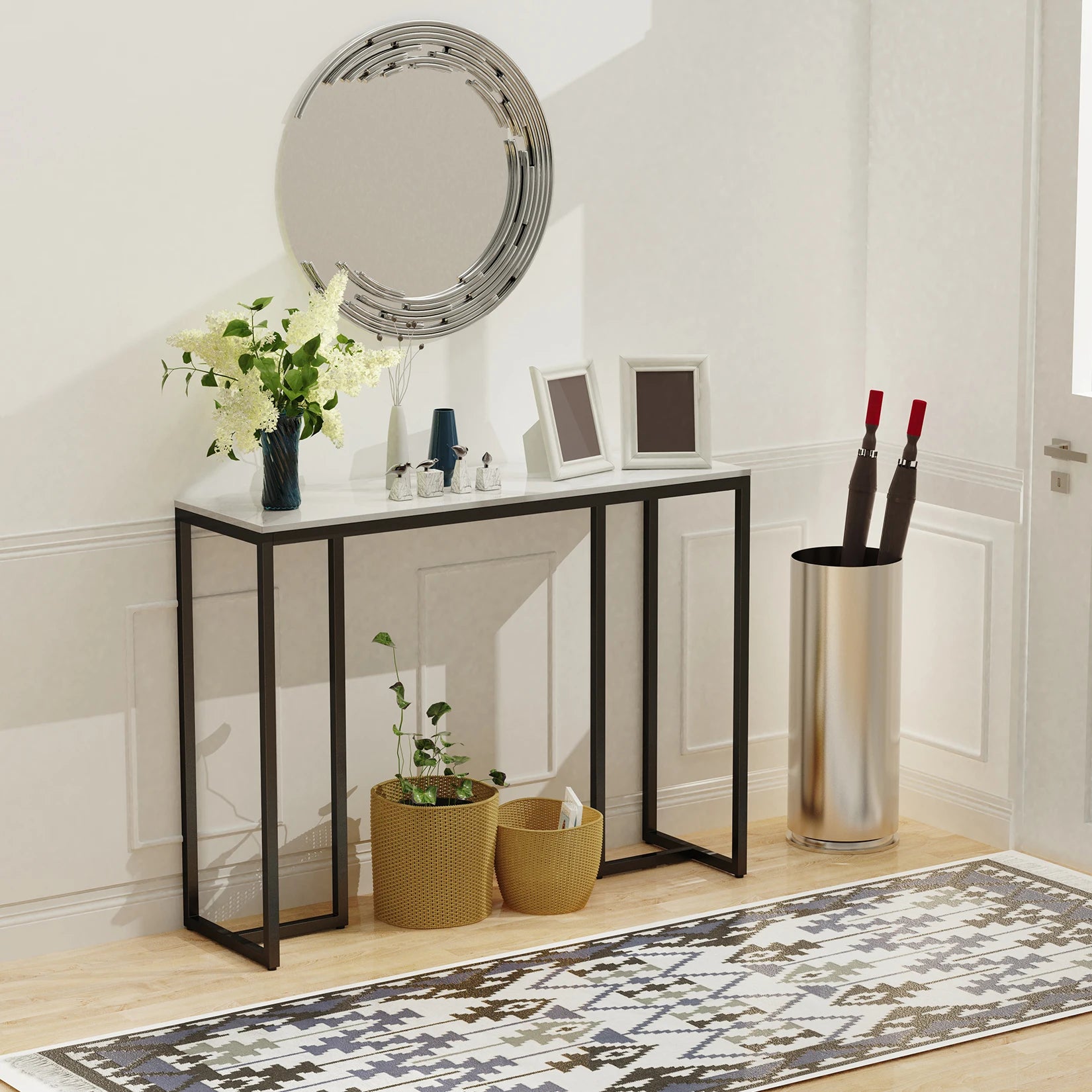 Light Luxury Modern Console Marble Living Room Sofa Tables Nordic Home Iron Sofa Table Furniture Bedroom Decoration