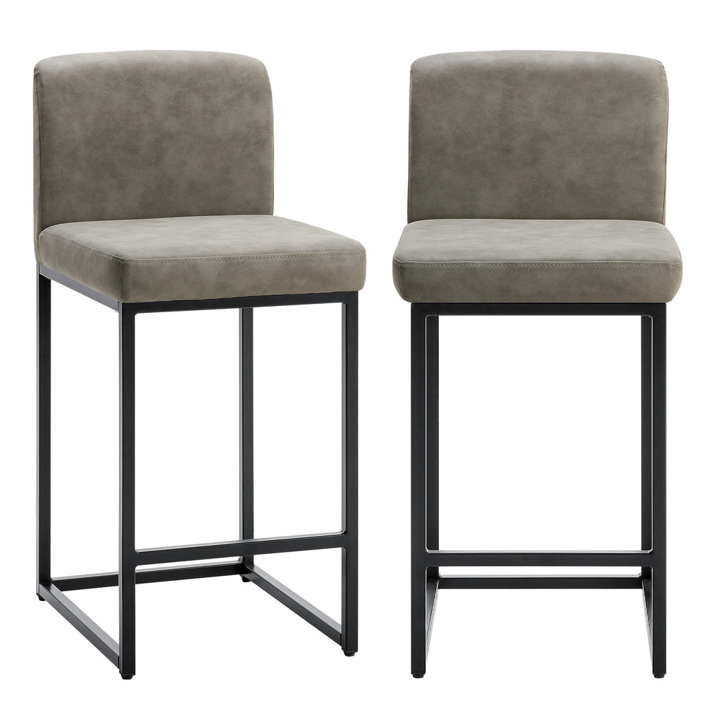 Counter Height Bar Stools Set of 2 – Upholstered PU Leather Kitchen Island Chairs