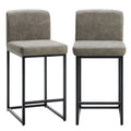 Counter Height Bar Stools Set of 2 – Upholstered PU Leather Kitchen Island Chairs