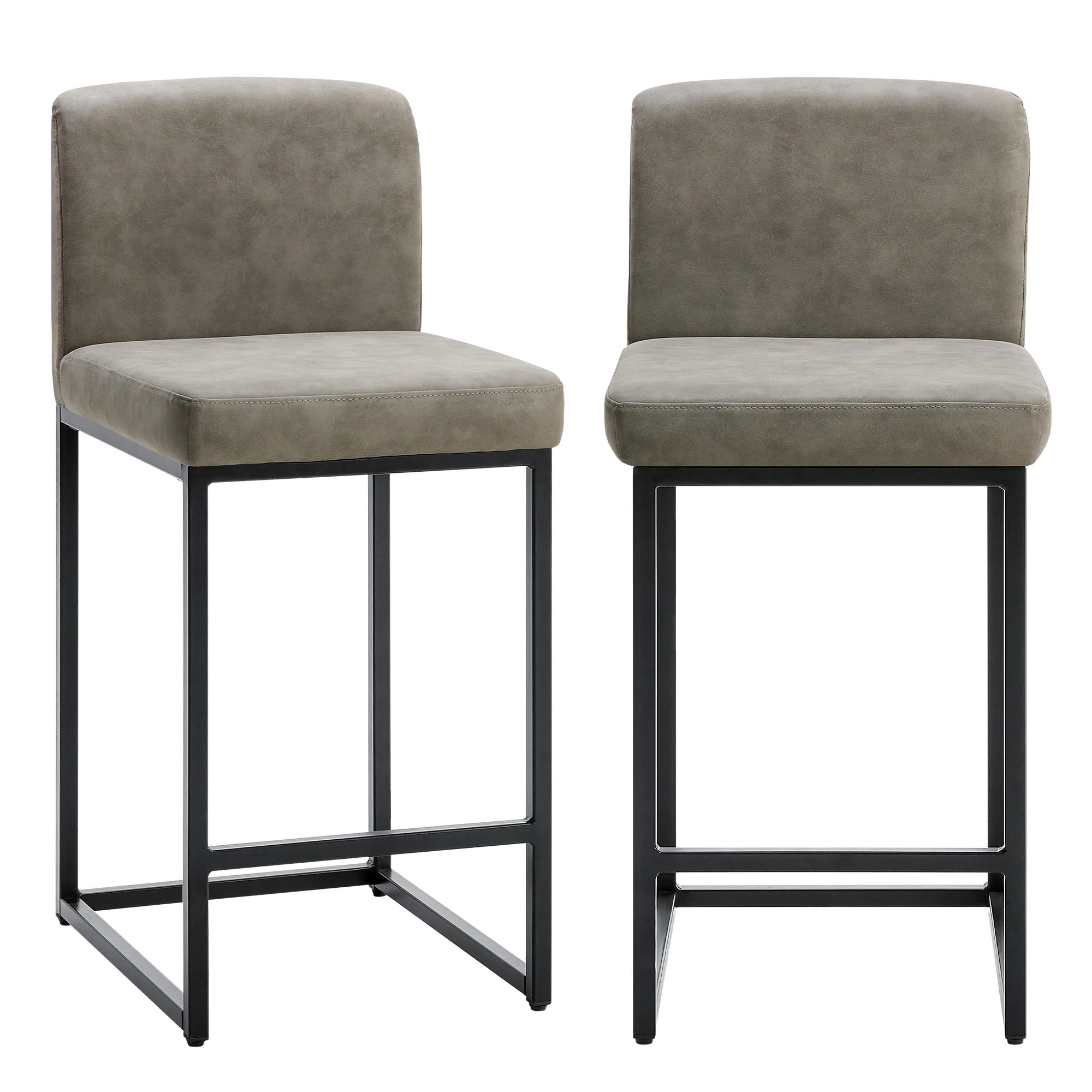 Counter Height Bar Stools Set of 2 – Upholstered PU Leather Kitchen Island Chairs