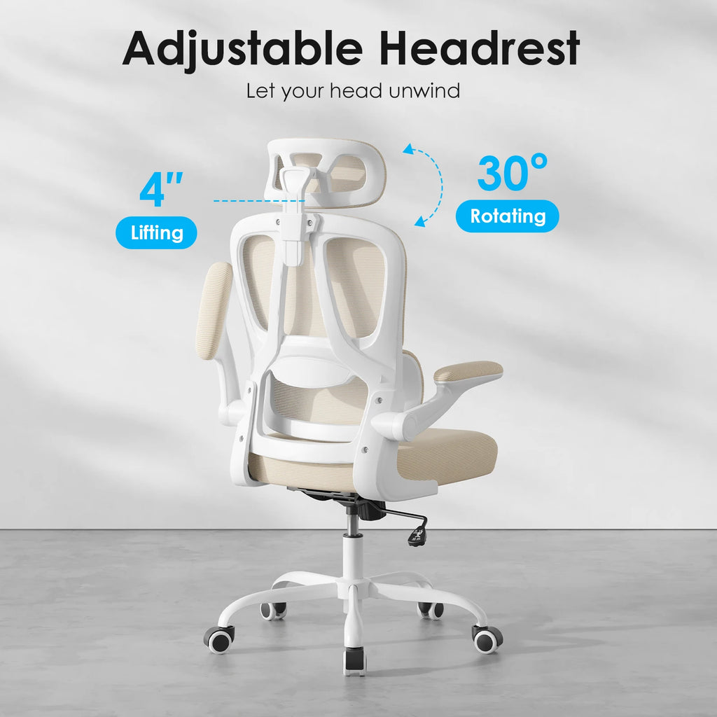 Ergonomic Office Chair, Home Office Desk Chair with Lumbar Support & Headrest, High Back Computer Chair for Work, Study