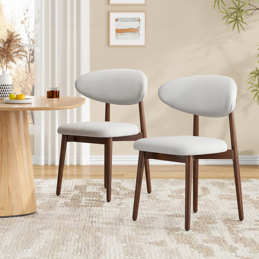 Solid Wood Dining Chairs Set of 2 with Modern Fabric Upholstered for Dining Room