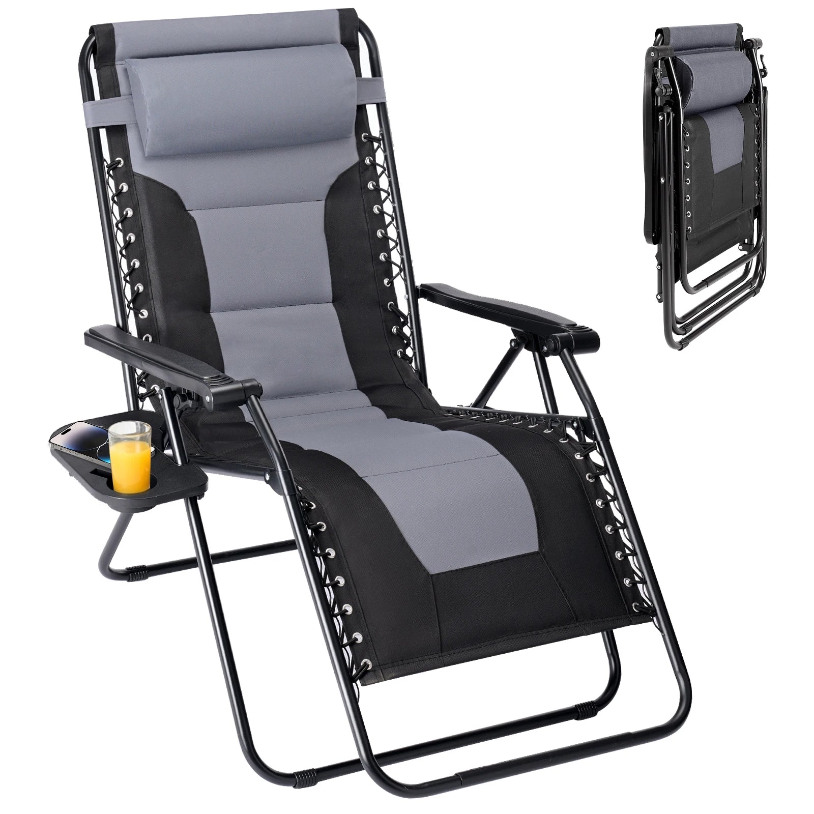 Lvxen Zero Gravity Lounge Chair - Oversized Padded Cotton patio