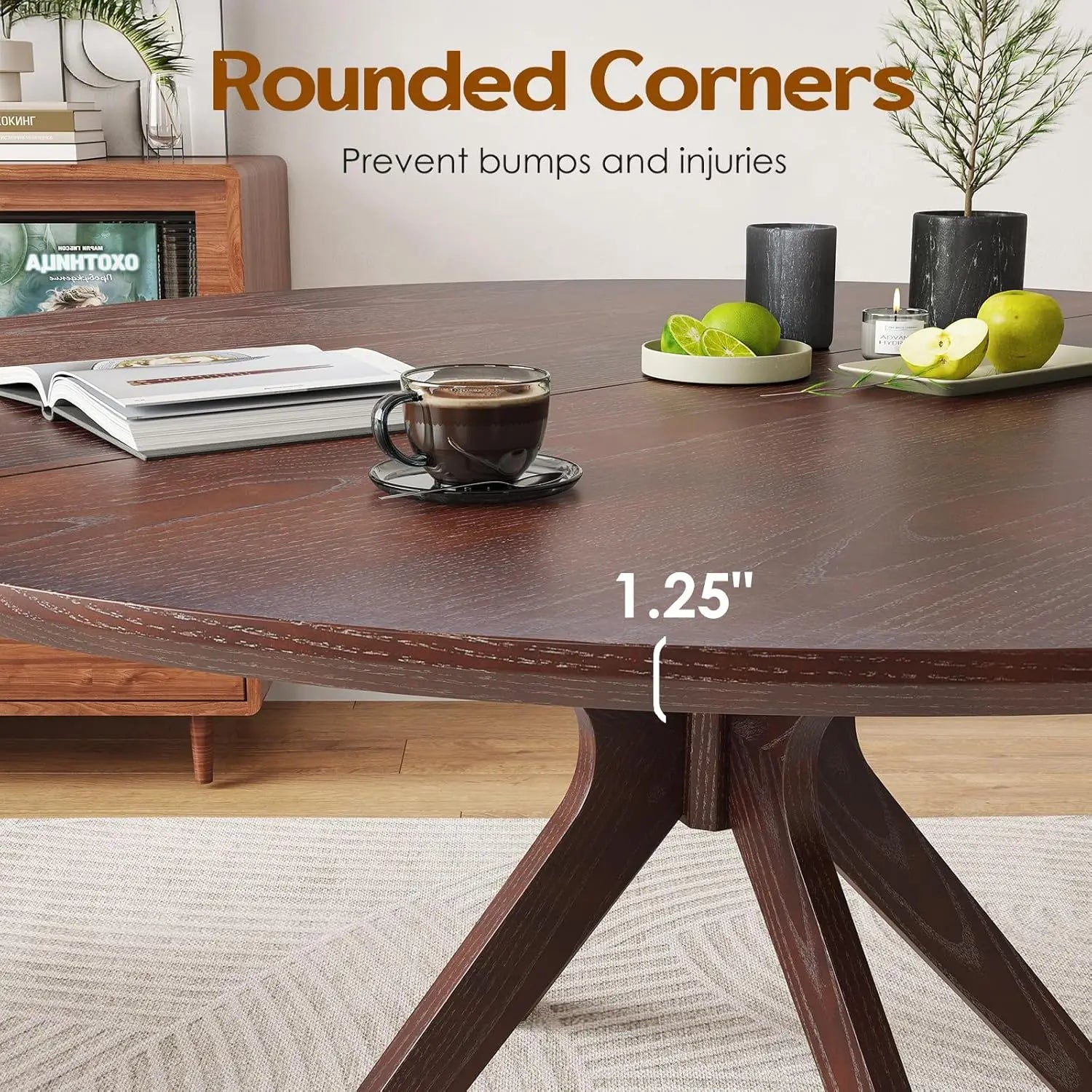 Round Natural Wood Dining Table for Living Room, Café, Easy Assembly, Modern Small Table for 2-4 People