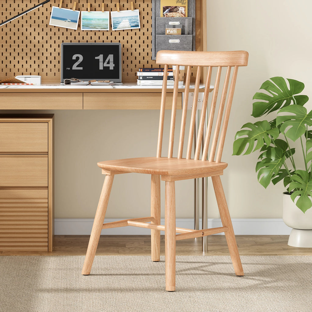 Dining Chairs Set of 4, Mid Century Modern Spindle Back Wood Chairs with Comfortable Seat for Kitchen & Dining Room