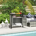 Outdoor Pool Towel Storage Cabinet Organizer, Pool Valet with Cabinet Gray