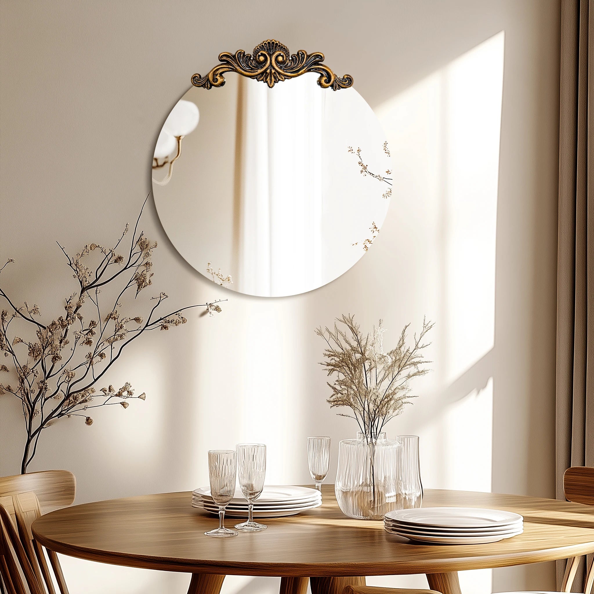 Oval Mirror for Wall,Vintage Mirror, Arched Mirror,Wall-Mounted Baroque Mirror for Entryway, Fireplace, Living Room, Hallway