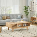 Mid Century Modern Farmhouse Coffee Table with Storage, Wood Table for Living Room, Farmhouse Style
