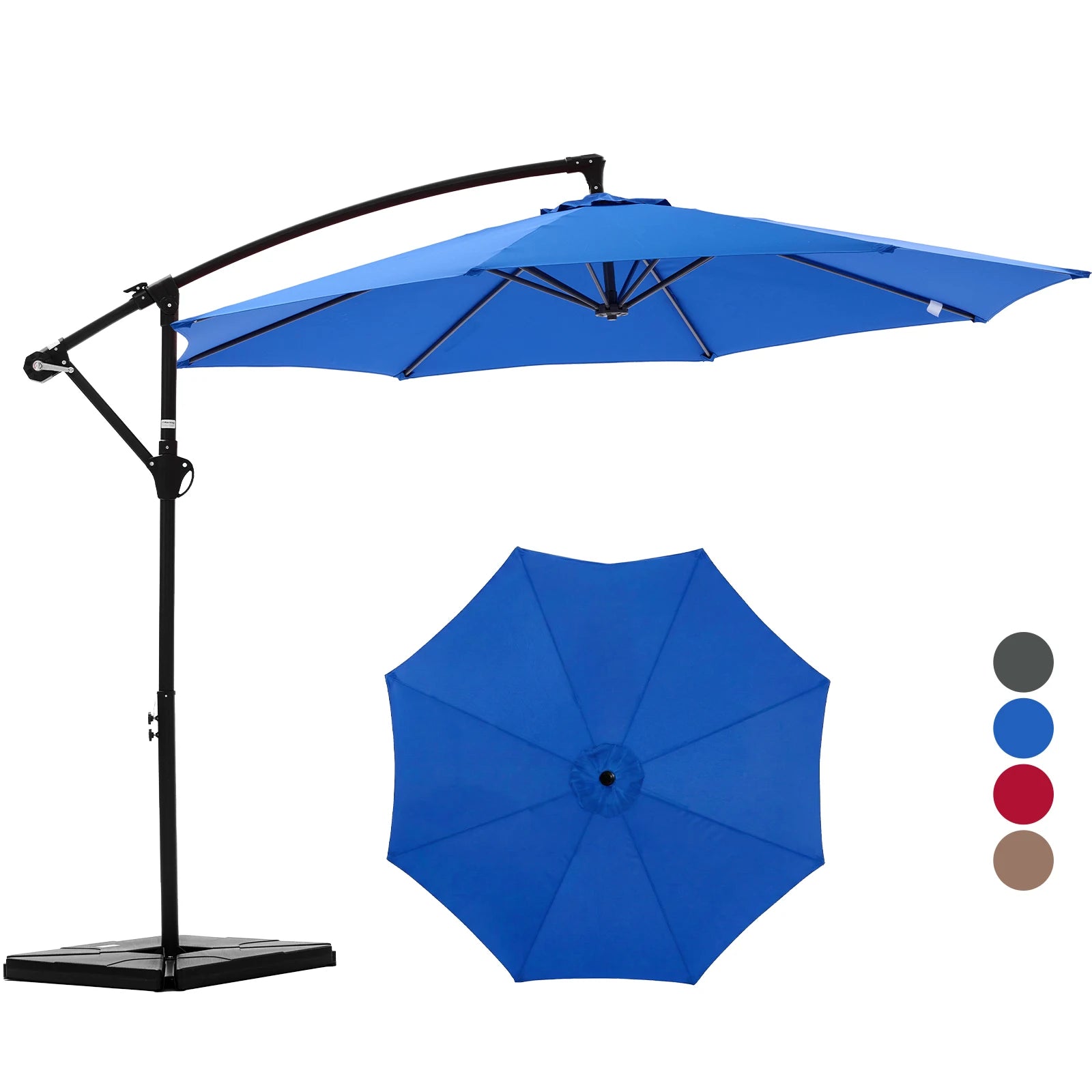 10FT Cantilever Patio Umbrella with Base – Outdoor Offset Umbrella with UV Protection