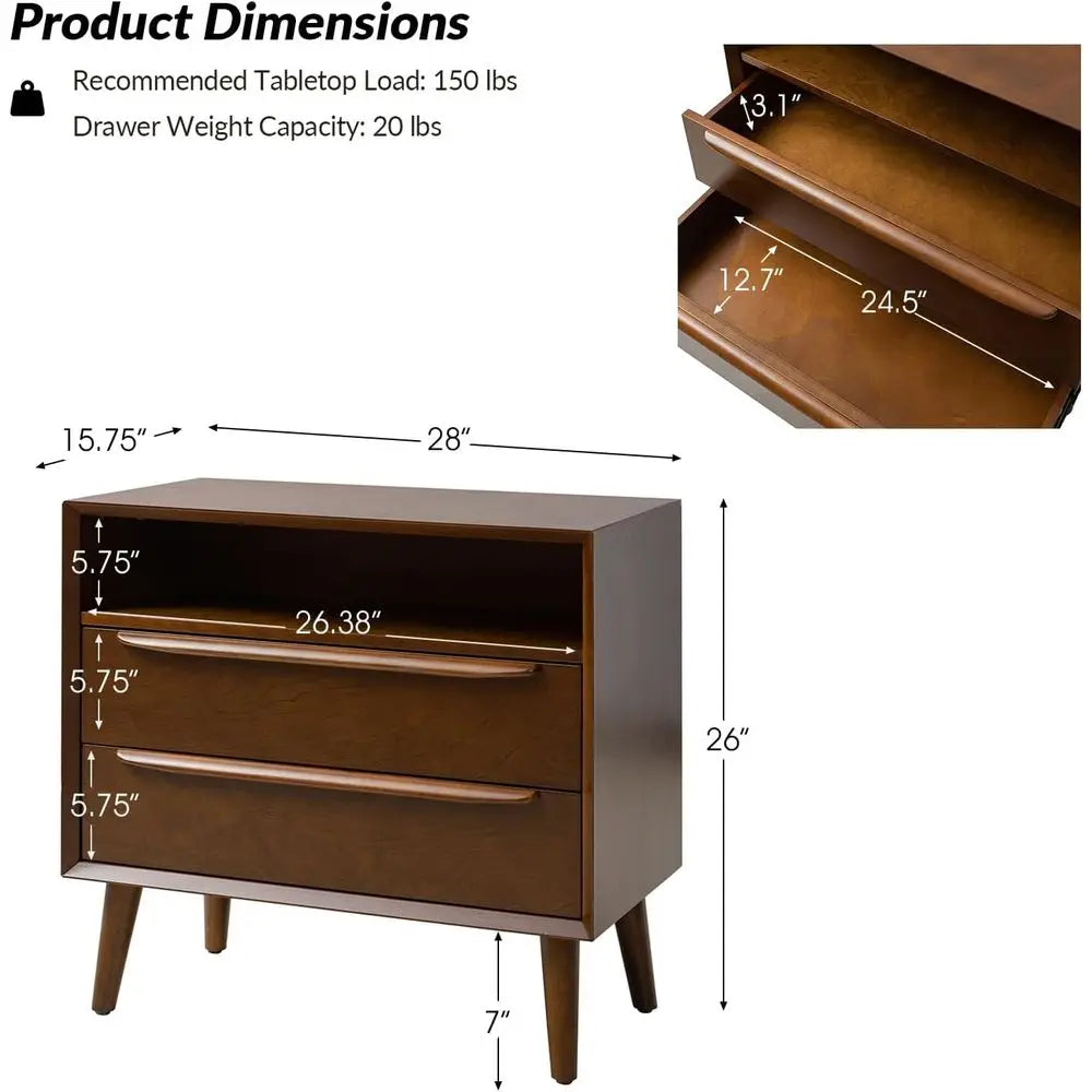 Charging Station End Table with Modern Design & Walnut Finish