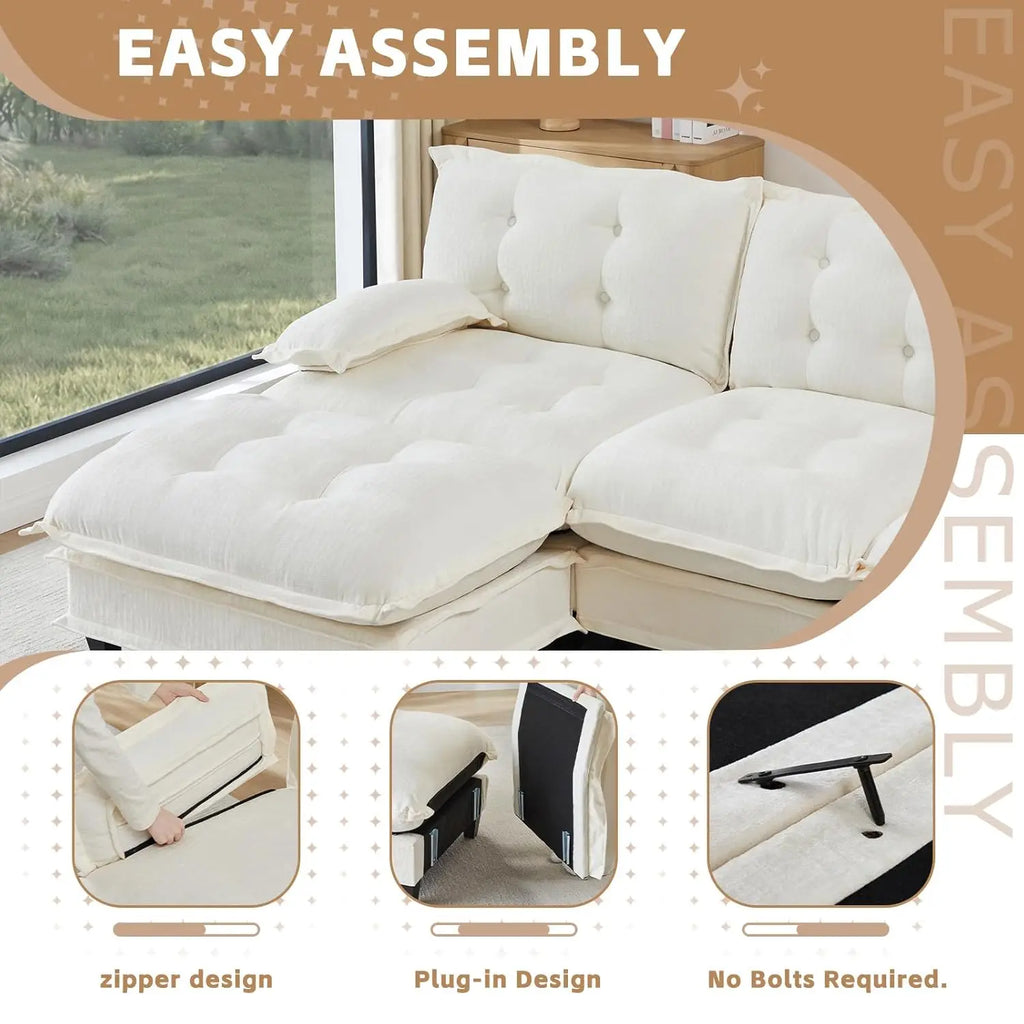 77" Modular Sectional Sofa-Chenille Deep 2 Seater Cloud Couch, Button Seat Cushions for Living Room & Apartment,, Customized