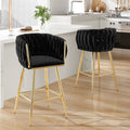 Set of 2 26" Bar Stools, Modern Mid-Century Kitchen Stools with Back, Metal Legs, for Kitchen, Dining Room