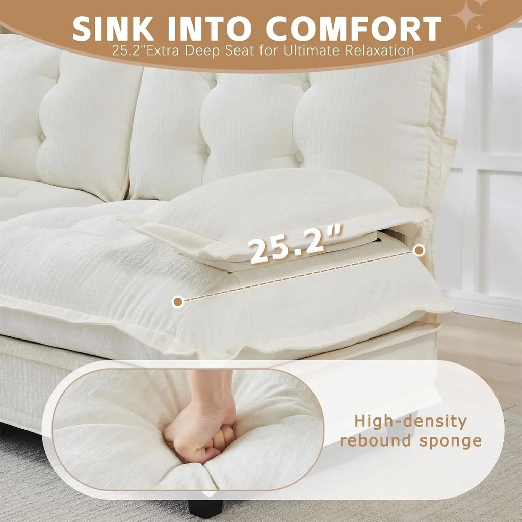 77" Modular Sectional Sofa-Chenille Deep 2 Seater Cloud Couch, Button Seat Cushions for Living Room & Apartment,, Customized