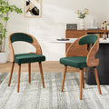 Wood Dining Chairs, Set of 2 Modern Upholstered Dining Chairs with Curved Backrest for Kitchen, Dining Room, Living Room