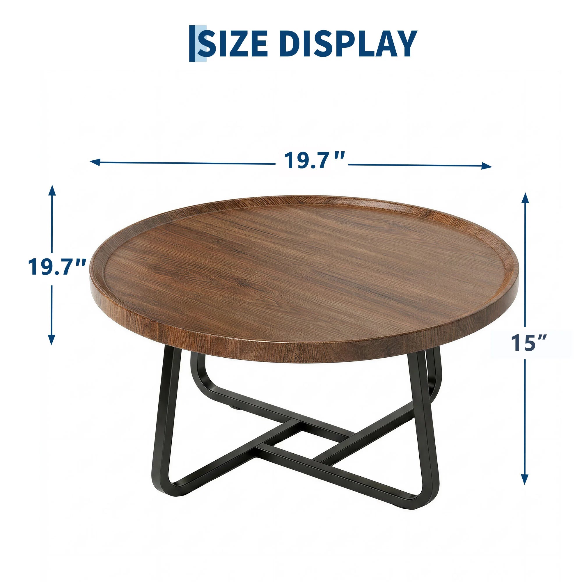 19.7In Minimalist round Side Table, Small Coffee Tea End Table with Metal Frame for Living Room Bedroom Decor