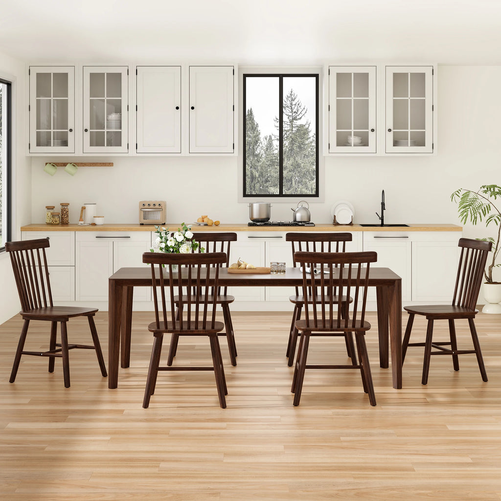 Dining Chairs Set of 4, Mid Century Modern Spindle Back Wood Chairs with Comfortable Seat for Kitchen & Dining Room