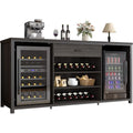 70 Inch Rustic Wood and Metal Large Wine Cabinet with Storage for Kitchen Dining Room
