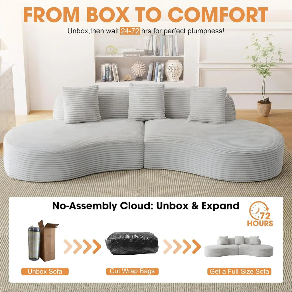 123'' Oversized Sectional Sofa for Living Room, Boneless Curved Sectional Sofa, Spines in Open-Plan Loft,, Customized