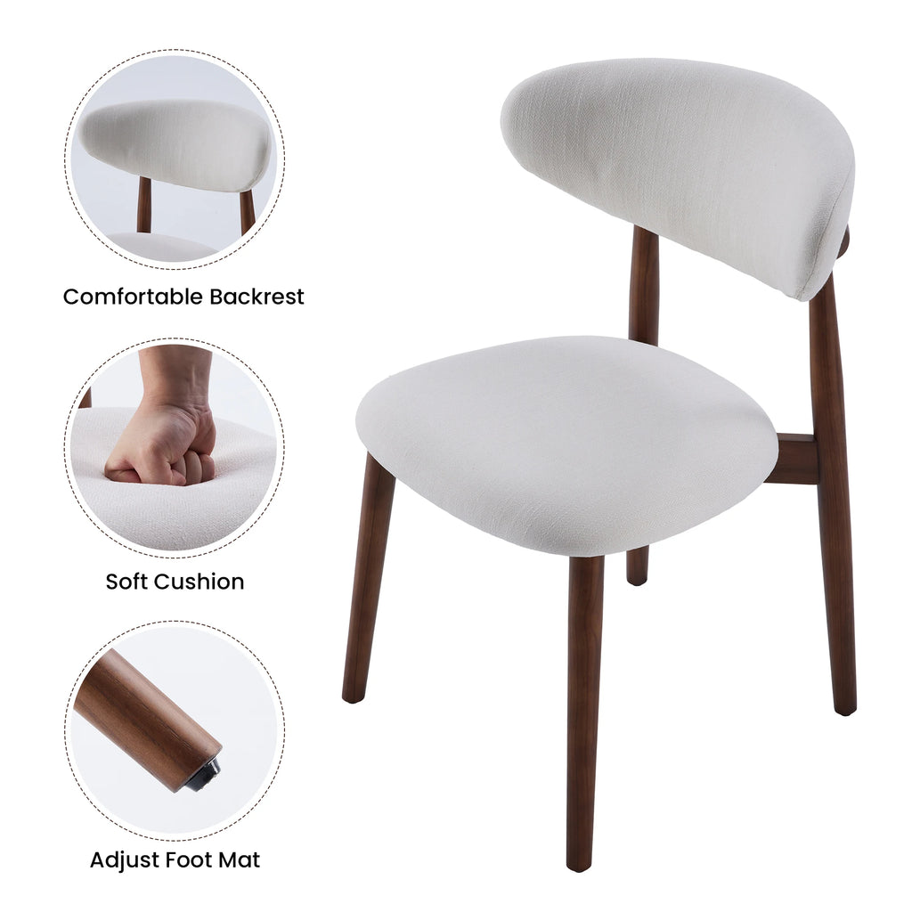 Solid Wood Dining Chairs Set of 2 with Modern Fabric Upholstered for Dining Room