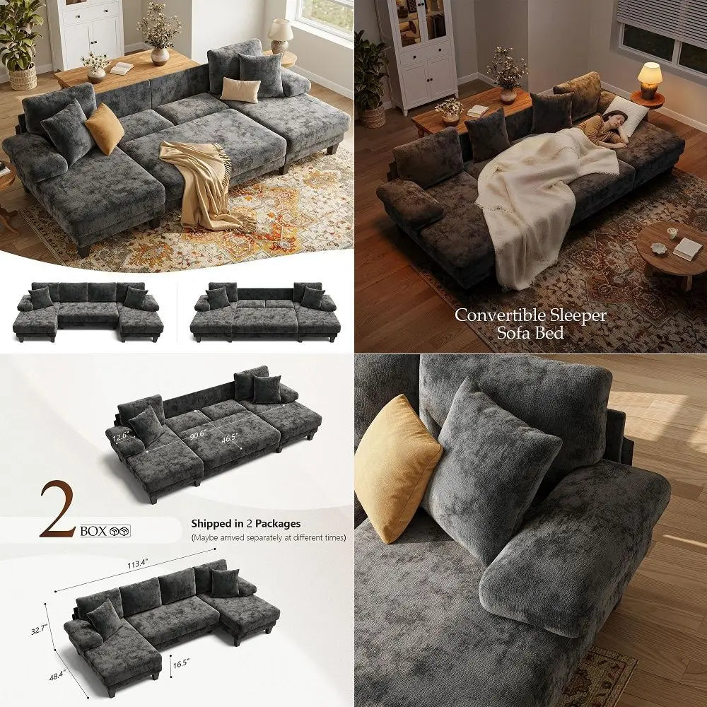 Compressed Sofa, Convertible Sofa Bed, Corduroy Compression Boneless Couch with Pillow, Comfy Modular Foldable Floor Sleeper So