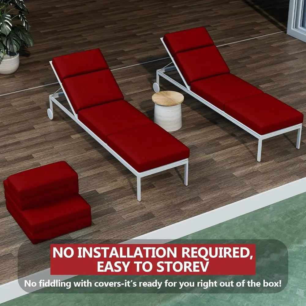 Outdoor Chaise Lounge Cushions, Set of 4, 80 X 26 X 4, Waterproof Patio Replacement Cushions