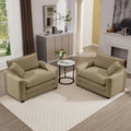 Luxurious Tan Corduroy Deep-Seated Sofa Set with Two Single Chairs for Living Room, Bedroom & Office